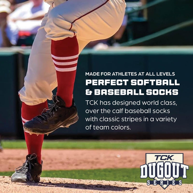 TCK Performance Baseball/Softball Socks (Dark Green/White/Gold, Medium) - Image 3